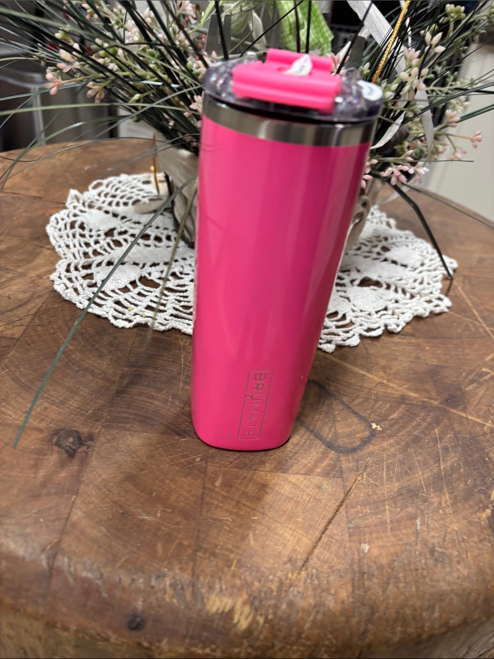 Brumate Hot Pink Insulated Tumbler with Travel Lid
